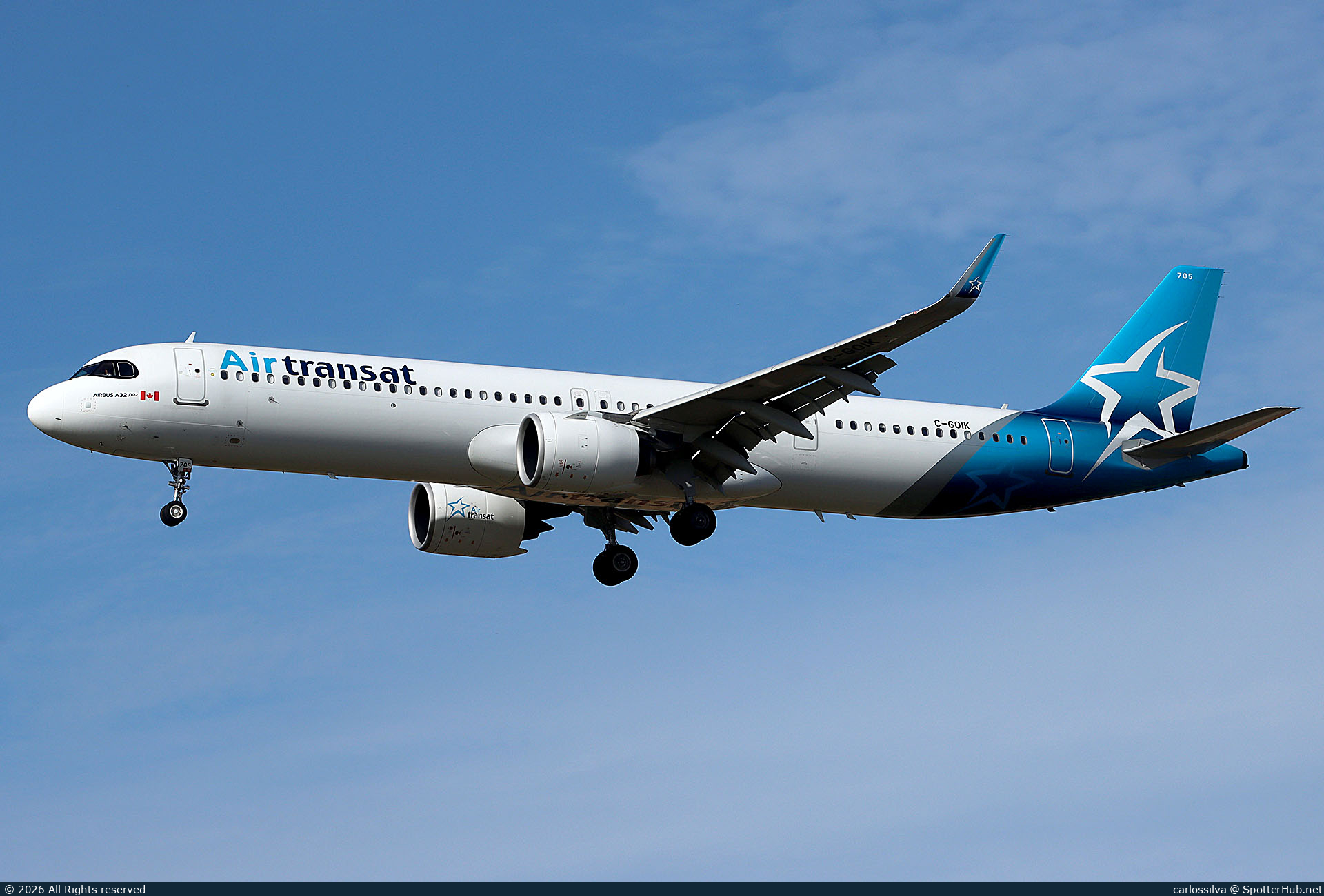 Photo of C-GOIK - Airbus A321-271NX operated by Air Transat