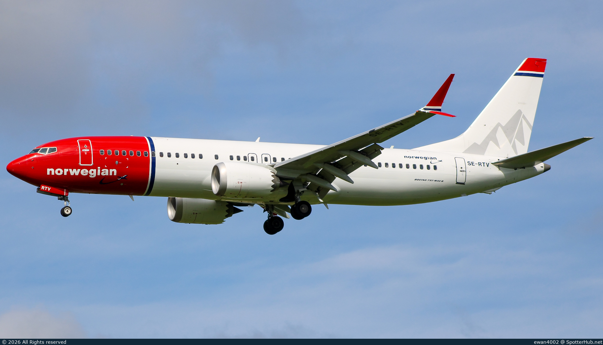Photo of SE-RTV - Boeing 737 MAX 8 operated by Norwegian Air Sweden