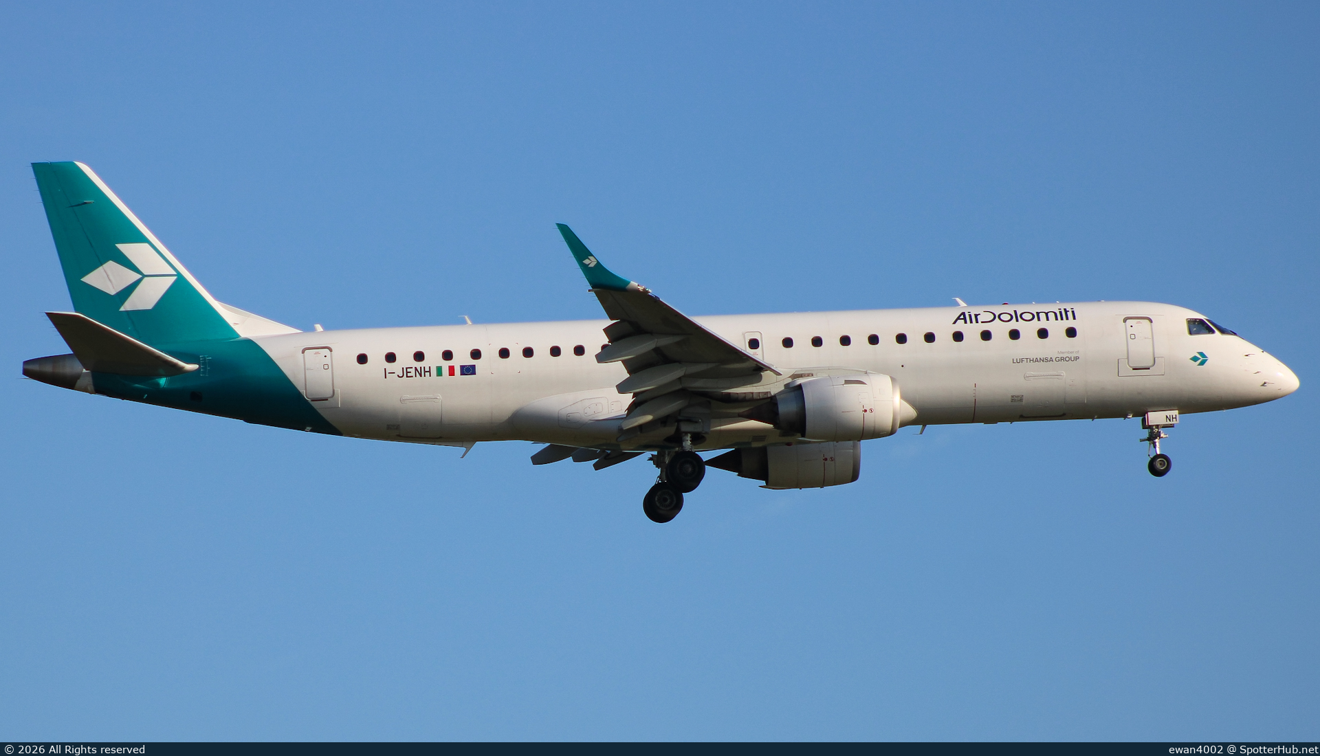 Photo of I-JENH - Embraer ERJ-190LR operated by Air Dolomiti