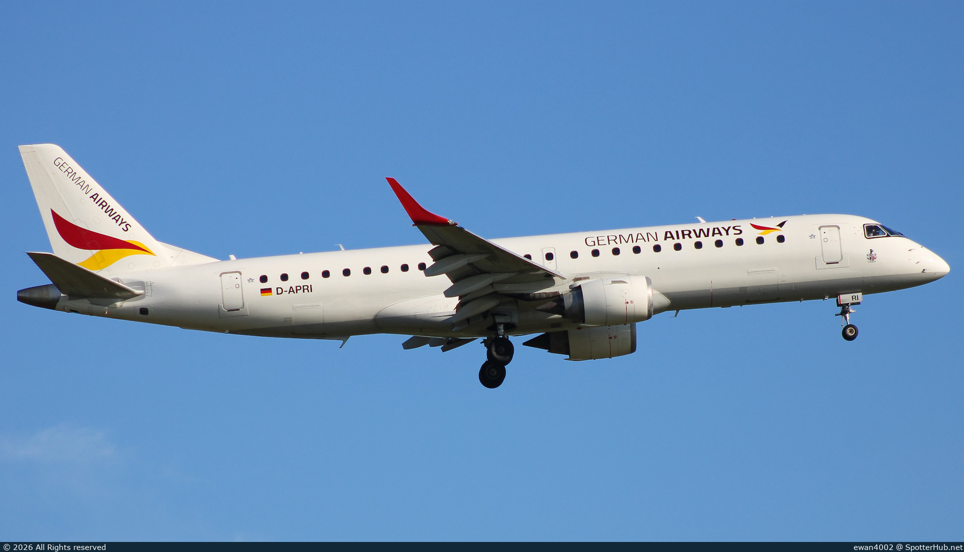 Photo of D-APRI - Embraer ERJ-190SR operated by German Airways