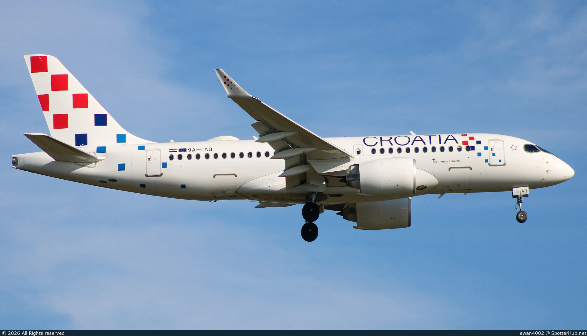 Photo of 9A-CAQ - Airbus A220-100 operated by Croatia Airlines