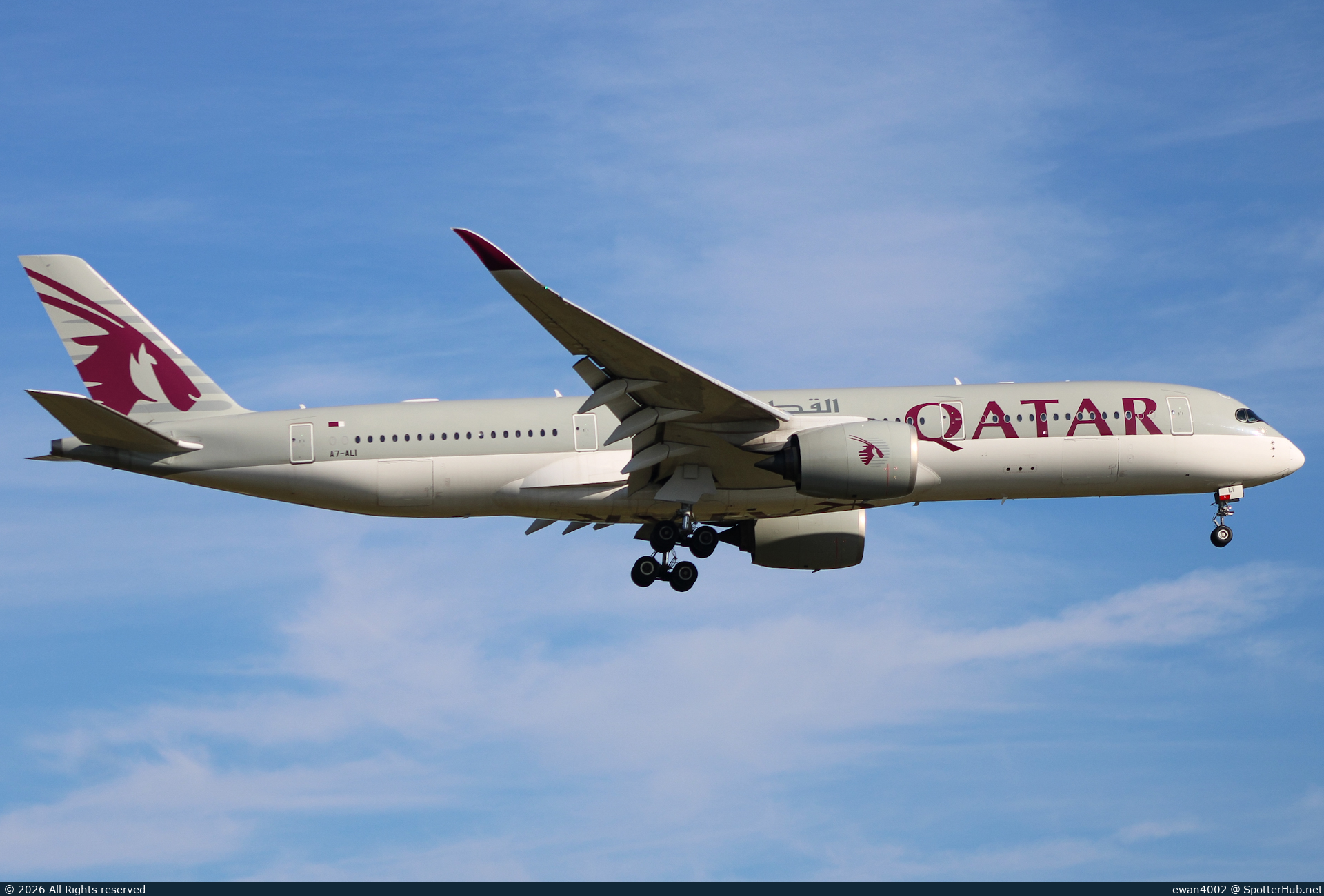 Photo of A7-ALI - Airbus A350-941 operated by Qatar Airways