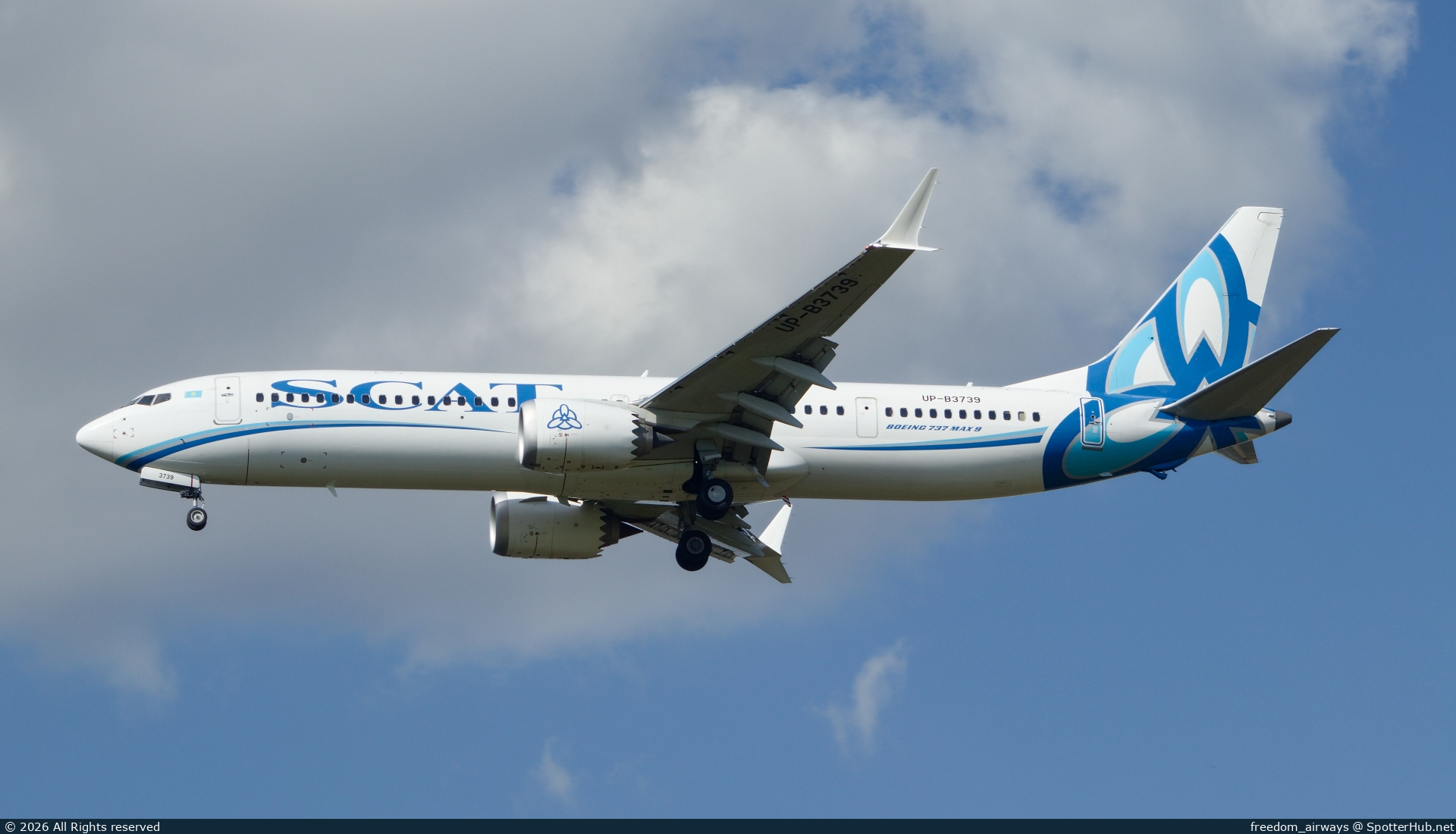 Photo of UP-B3739 - Boeing 737 MAX 9 operated by SCAT Airlines