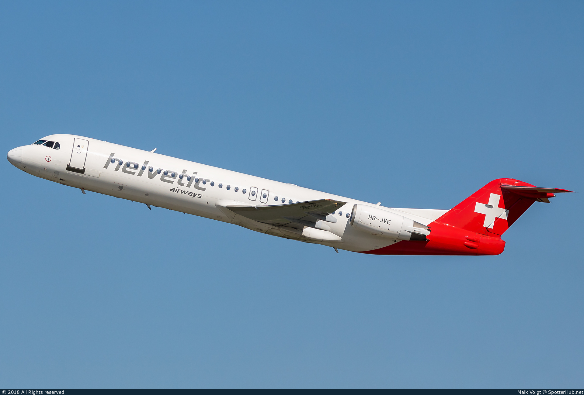 Photo of HB-JVE - Fokker 100 operated by Helvetic Airways