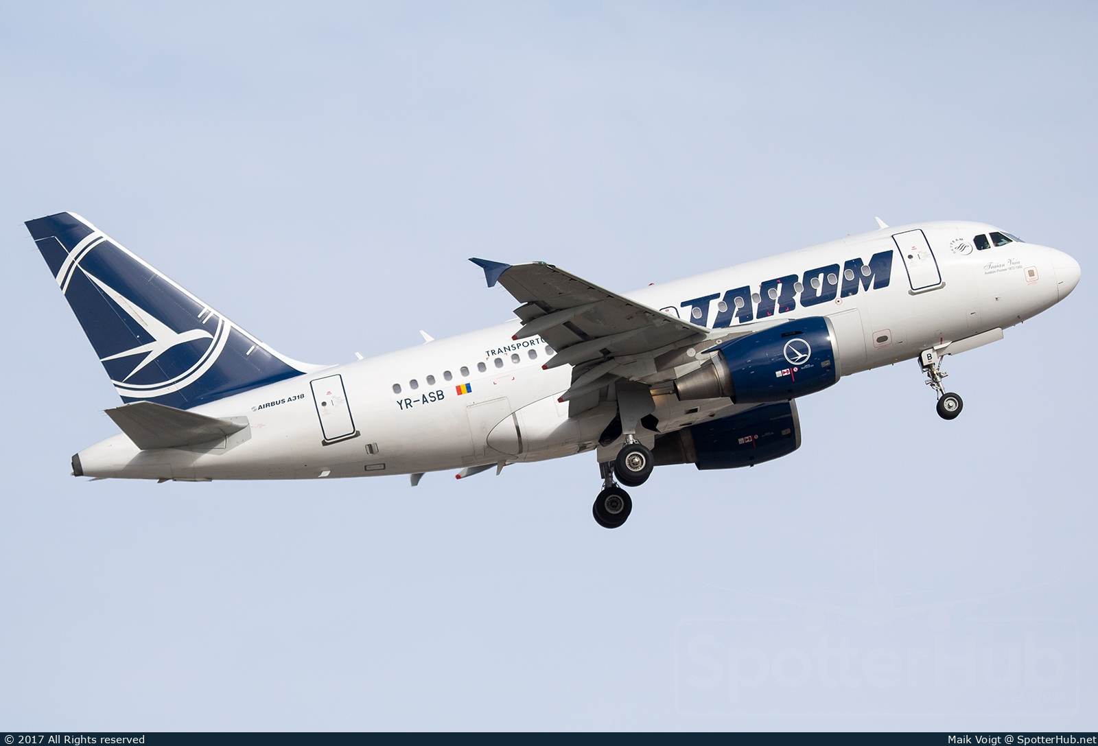Photo of YR-ASB - Airbus A318-111 operated by Tarom - Romanian Air Transport