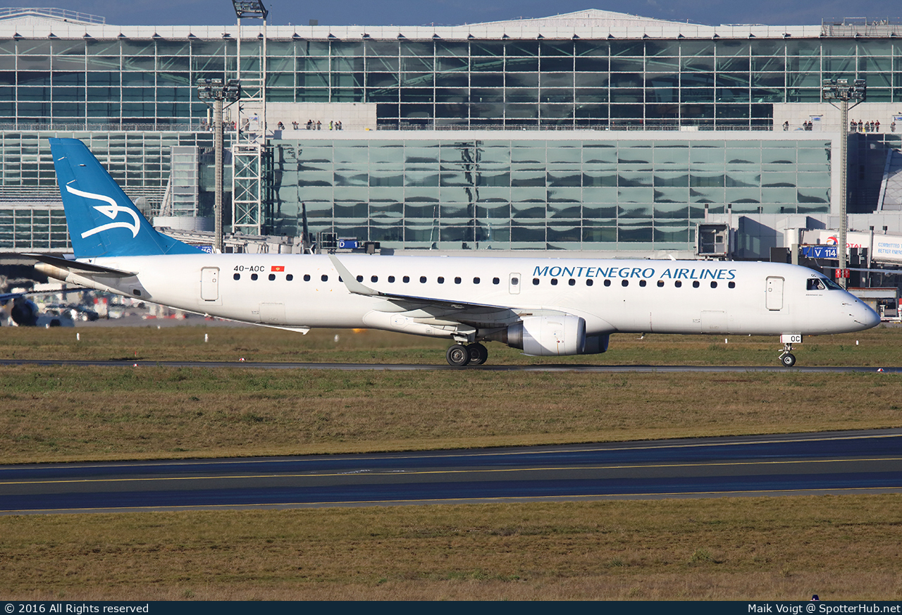 Photo of 4O-AOC - Embraer ERJ-195LR operated by Montenegro Airlines