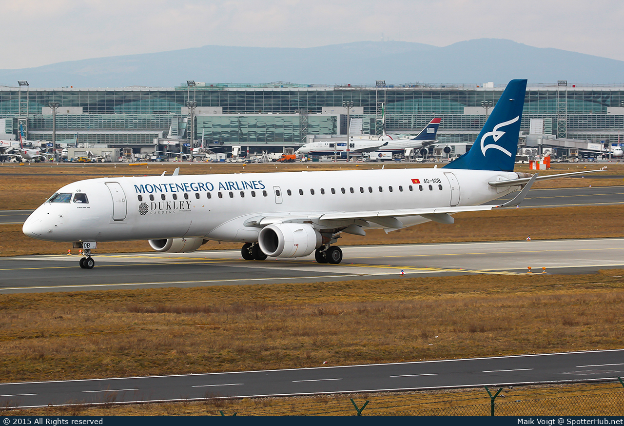 Photo of 4O-AOB - Embraer ERJ-195LR operated by Montenegro Airlines