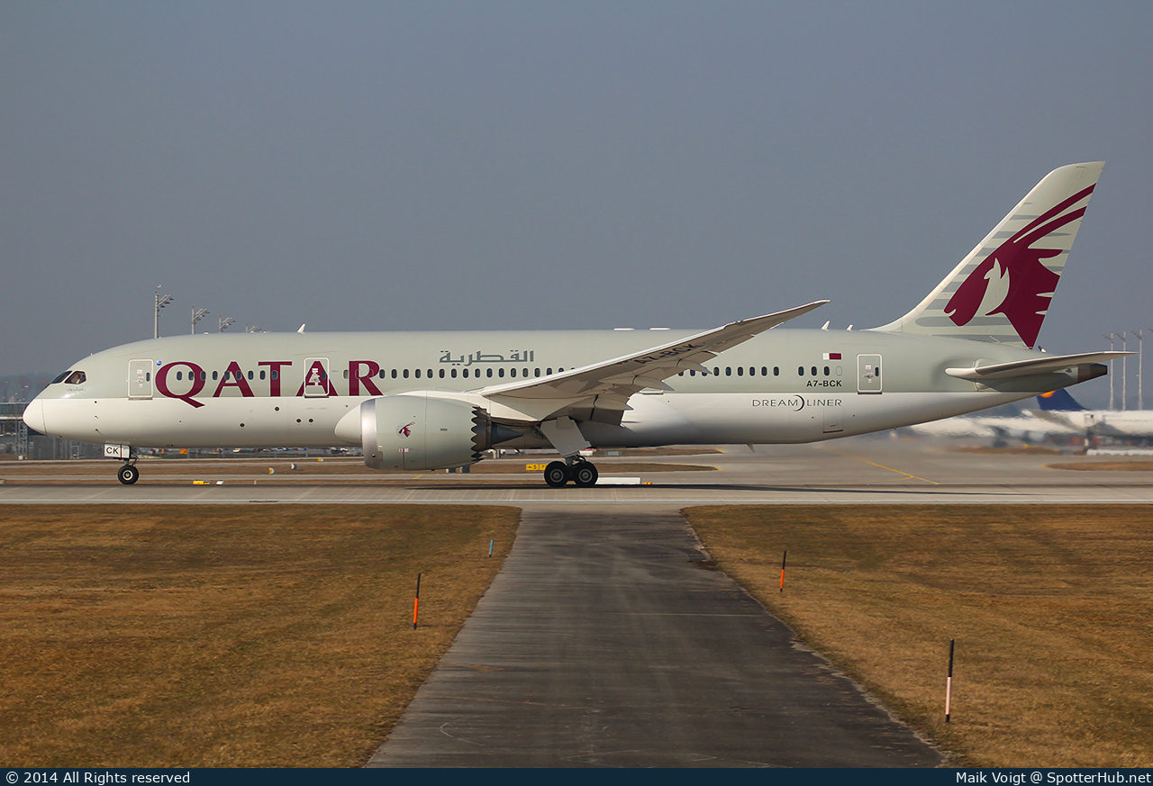 Photo of A7-BCK - Boeing 787-8 Dreamliner operated by Qatar Airways
