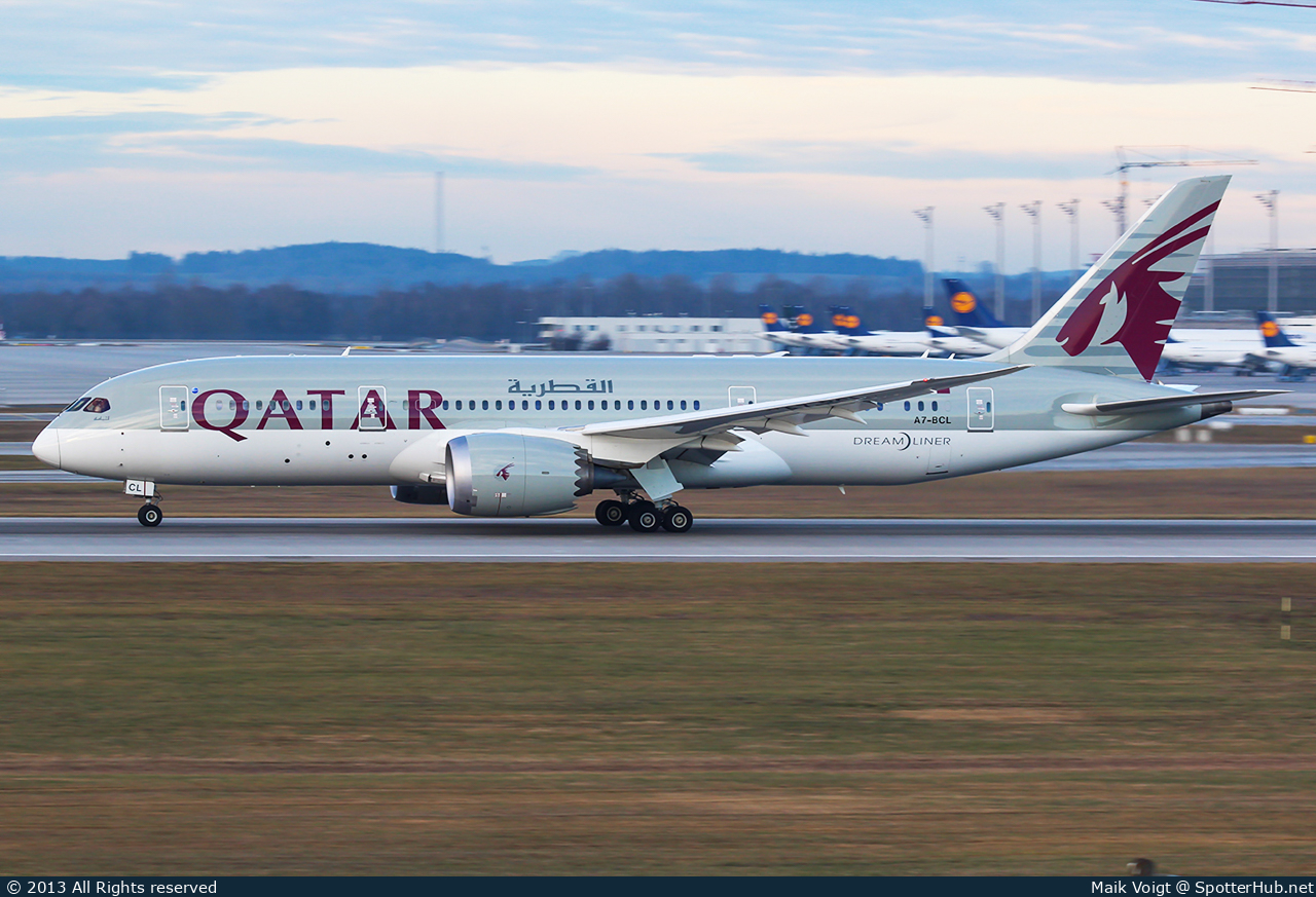Photo of A7-BCL - Boeing 787-8 Dreamliner operated by Qatar Airways