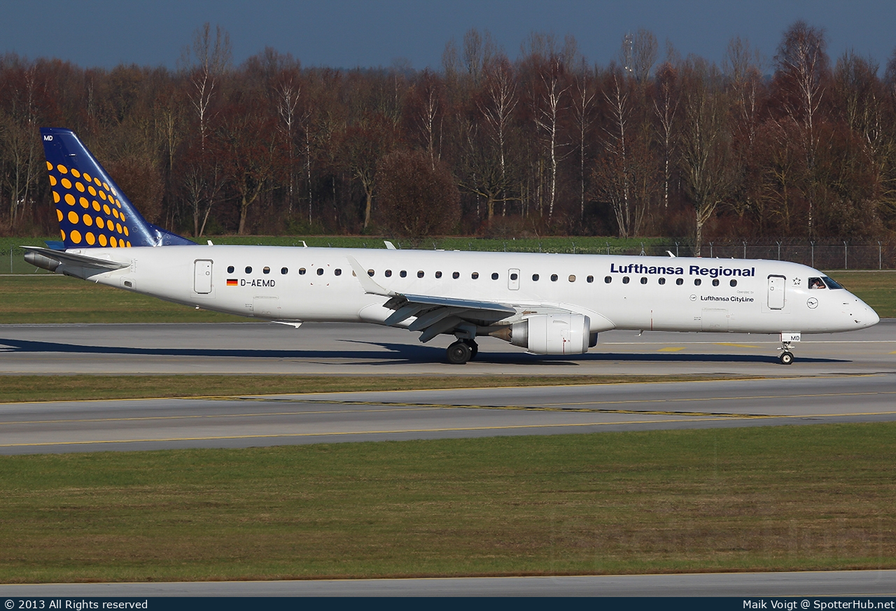 Photo of D-AEMD - Embraer ERJ-195LR operated by Augsburg Airways