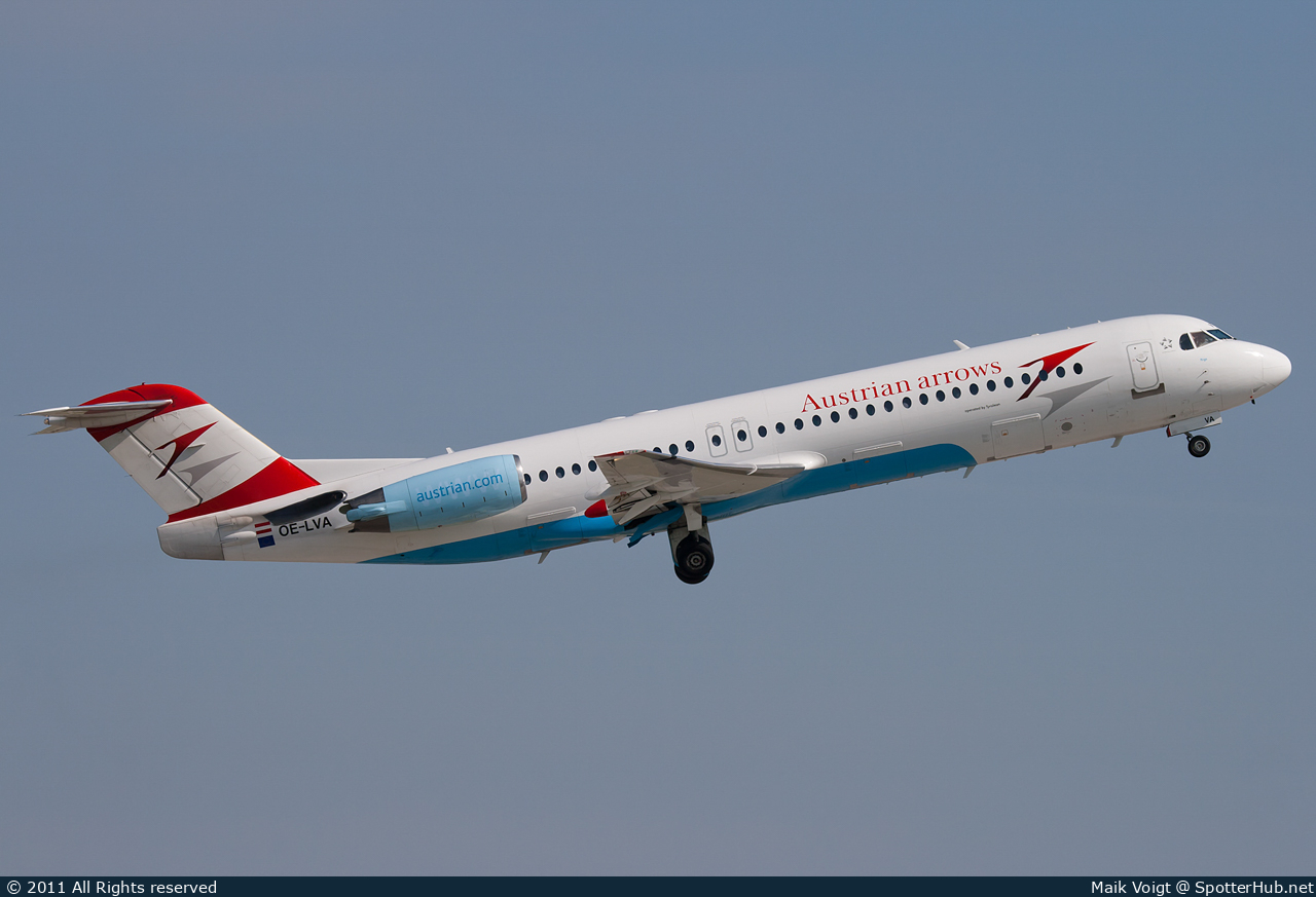 Photo of OE-LVA - Fokker 100 operated by Austrian Arrows (opb Tyrolean Airways)