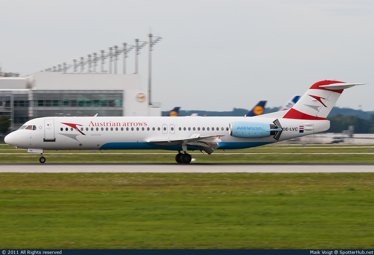 Photo of OE-LVC - Fokker 100 operated by Austrian Arrows (opb Tyrolean Airways)