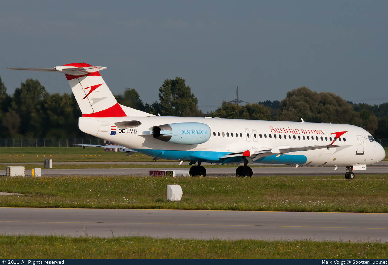 Photo of OE-LVD - Fokker 100 operated by Austrian Arrows (opb Tyrolean Airways)