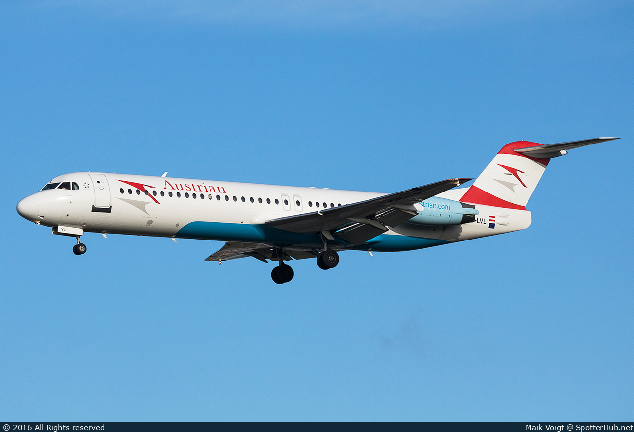 Photo of OE-LVL - Fokker 100 operated by Austrian Airlines