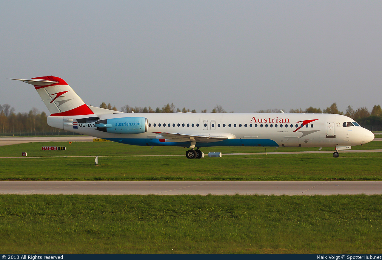 Photo of OE-LVM - Fokker 100 operated by Austrian Airlines