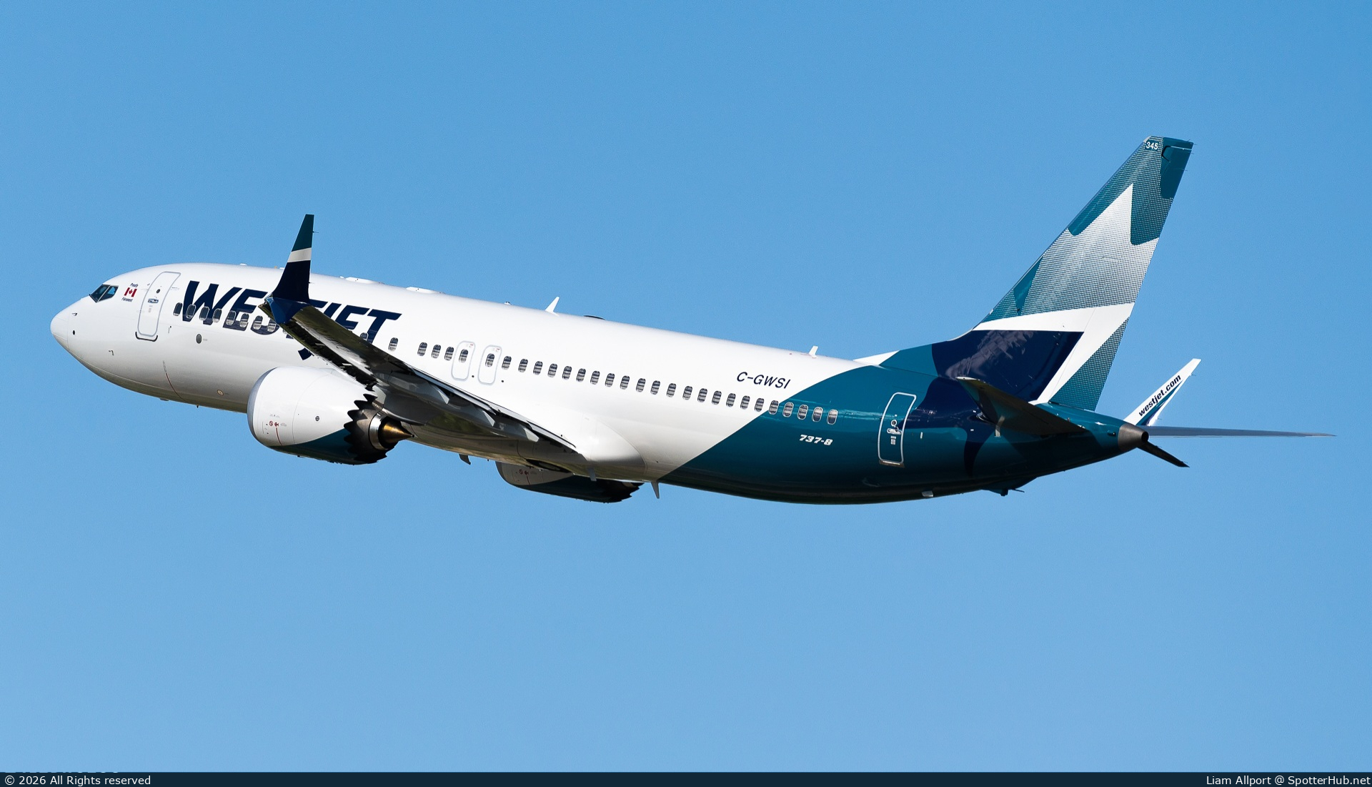 Photo of C-GWSI - Boeing 737 MAX 8 operated by WestJet Airlines
