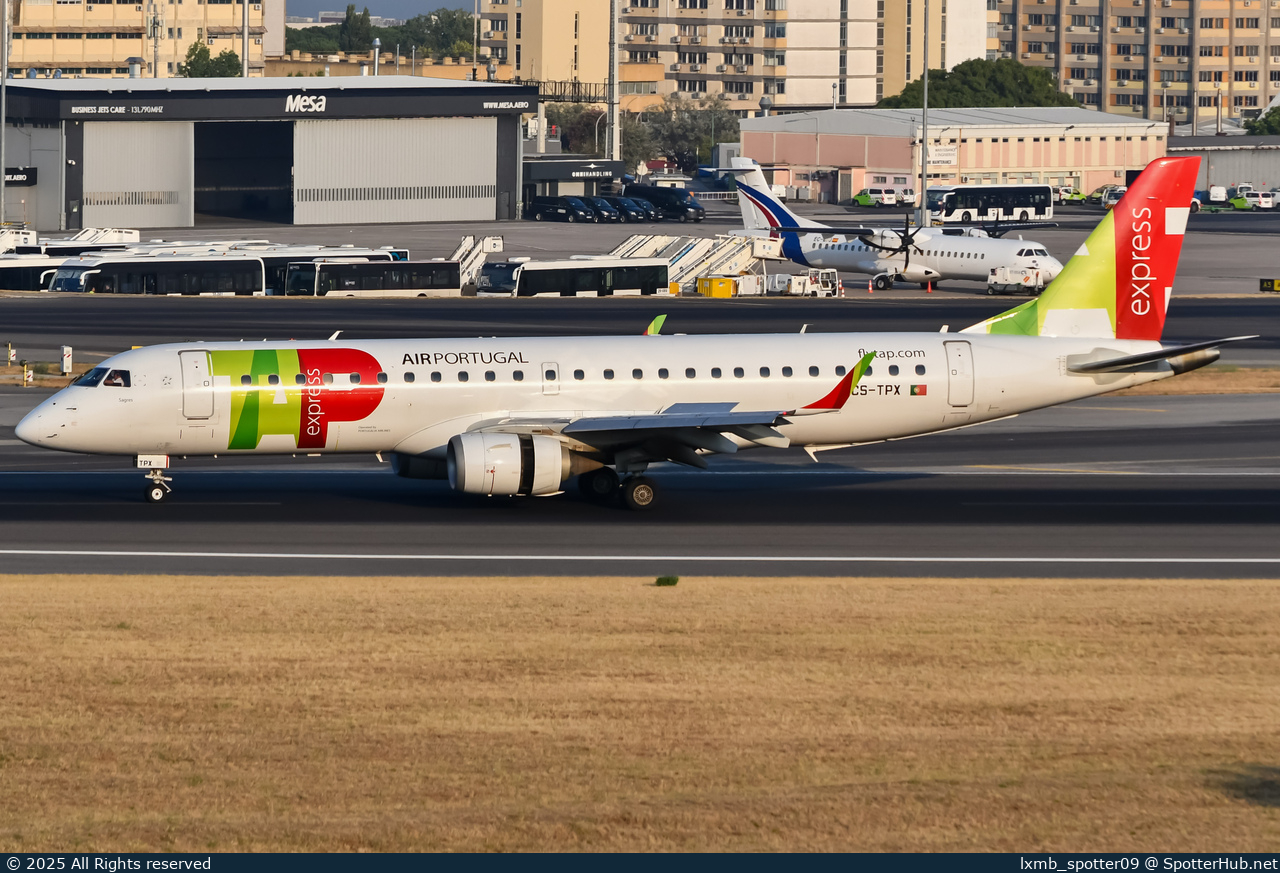 Photo of CS-TPX - Embraer ERJ-190AR operated by TAP Express (opb Portugália Airlines)