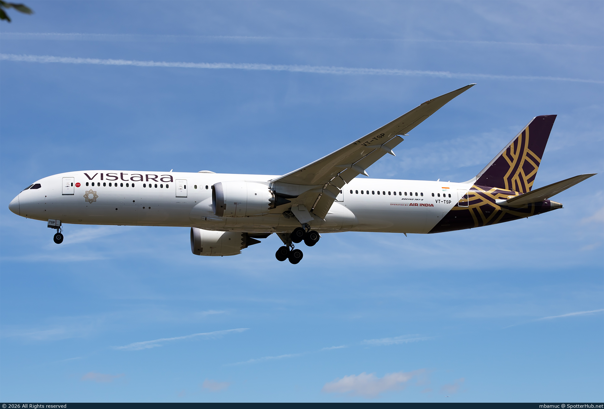 Photo of VT-TSP - Boeing 787-9 Dreamliner operated by Vistara