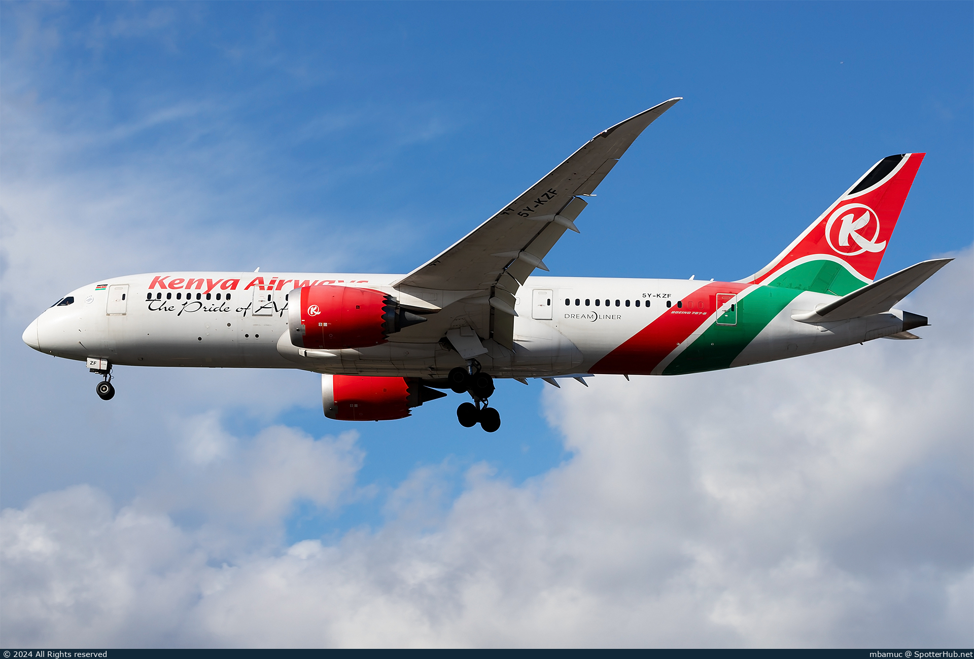 Photo of 5Y-KZF - Boeing 787-8 Dreamliner operated by Kenya Airways