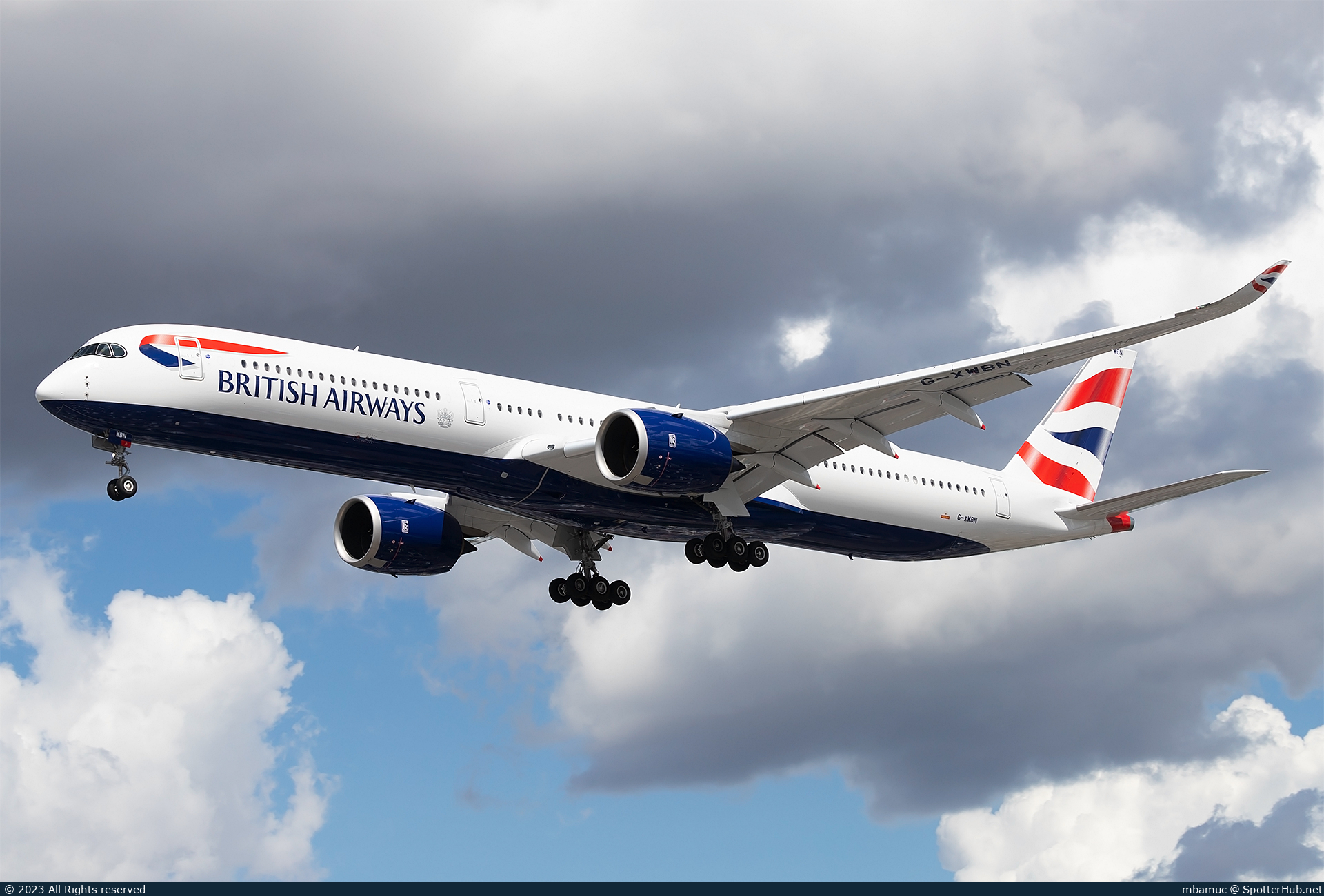 Photo of G-XWBN - Airbus A350-1041 operated by British Airways