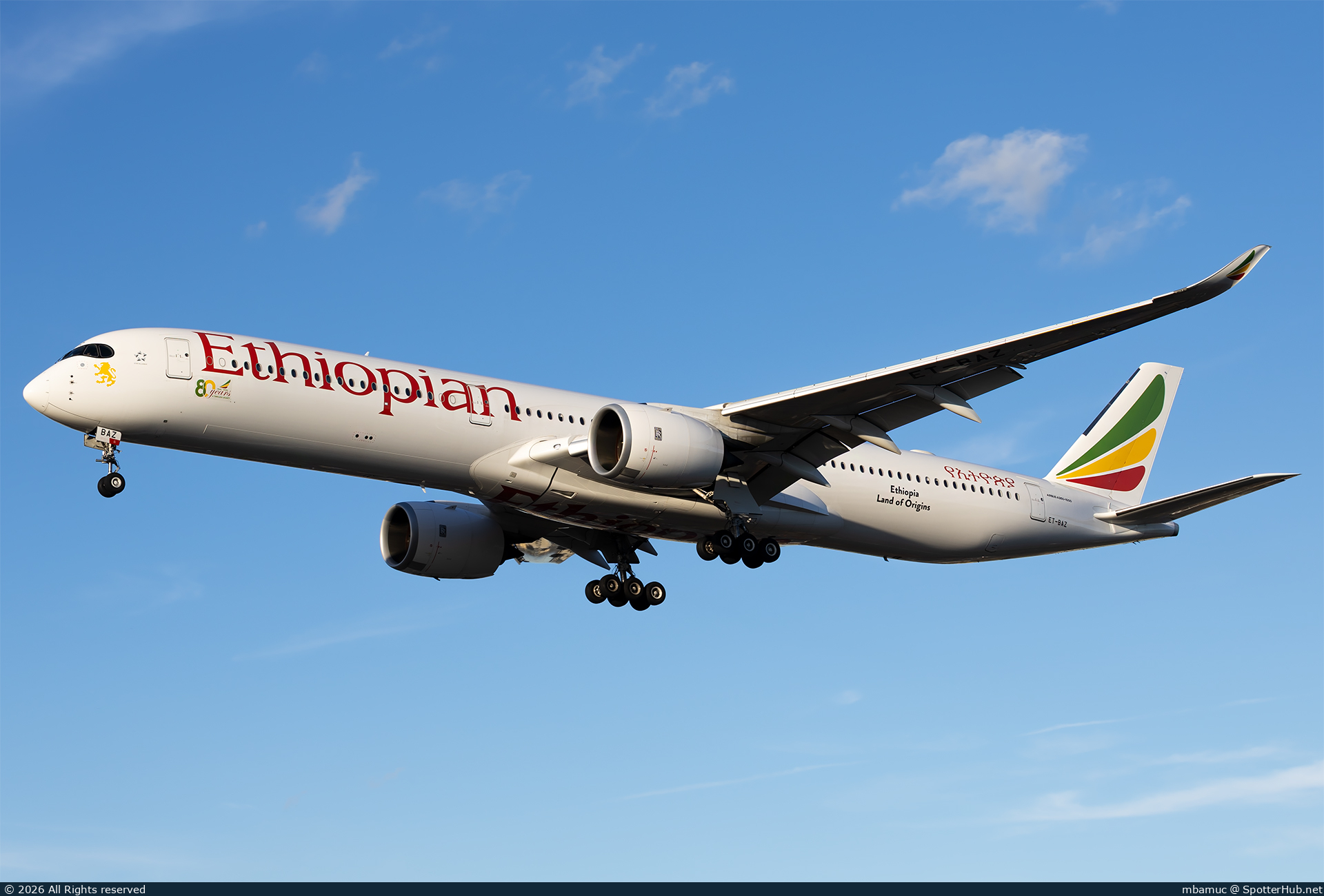 Photo of ET-BAZ - Airbus A350-1041 operated by Ethiopian Airlines