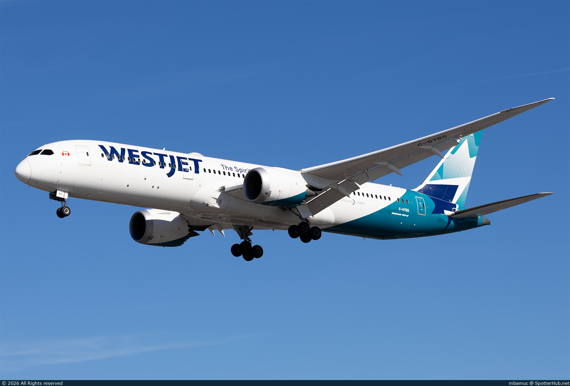 Photo of C-GYRS - Boeing 787-9 Dreamliner operated by WestJet Airlines