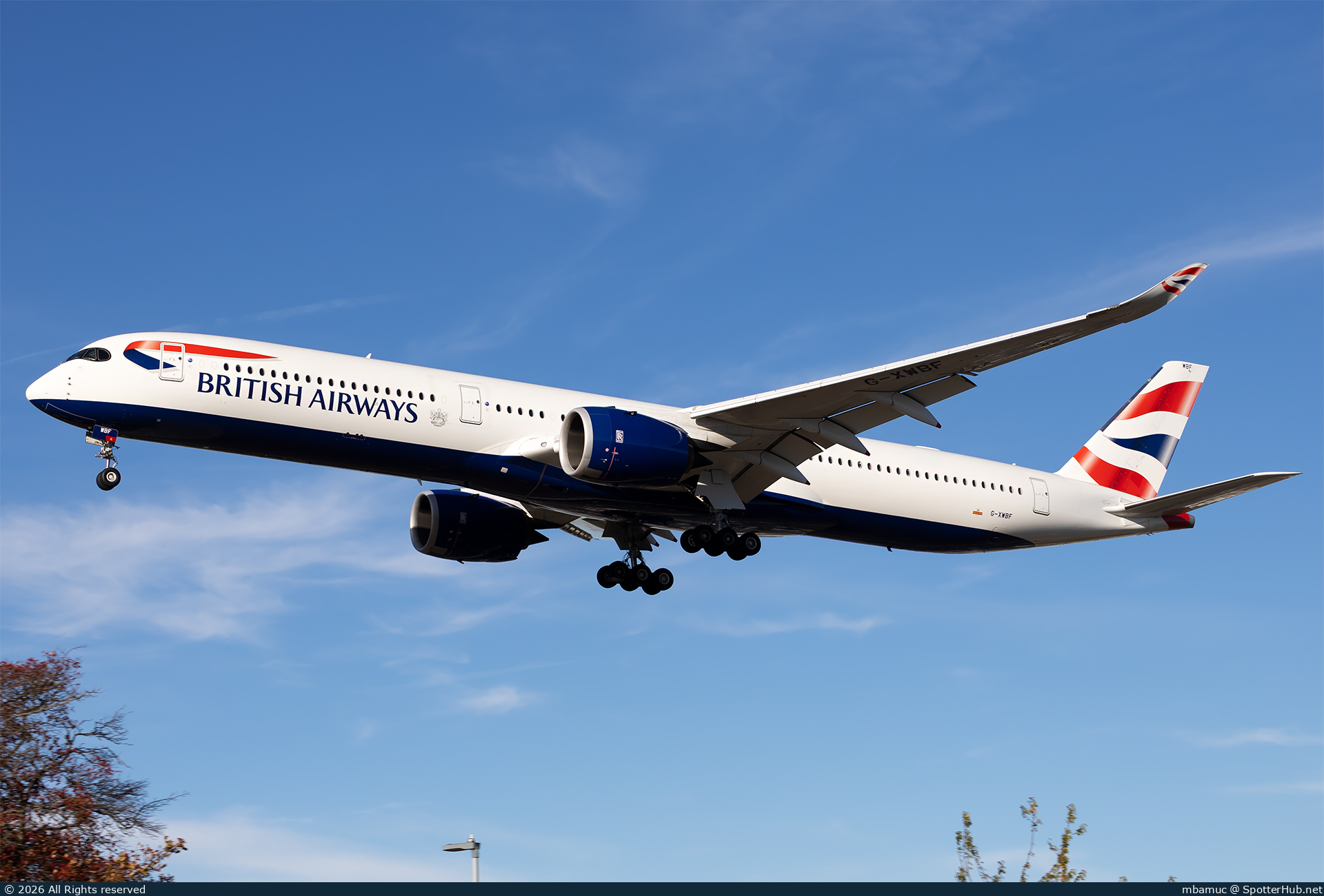 Photo of G-XWBF - Airbus A350-1041 operated by British Airways