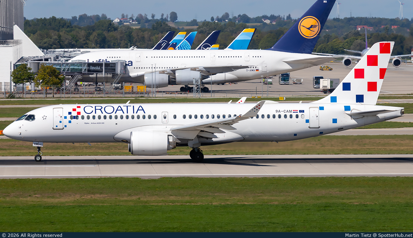 Photo of 9A-CAM - Airbus A220-300 operated by Croatia Airlines