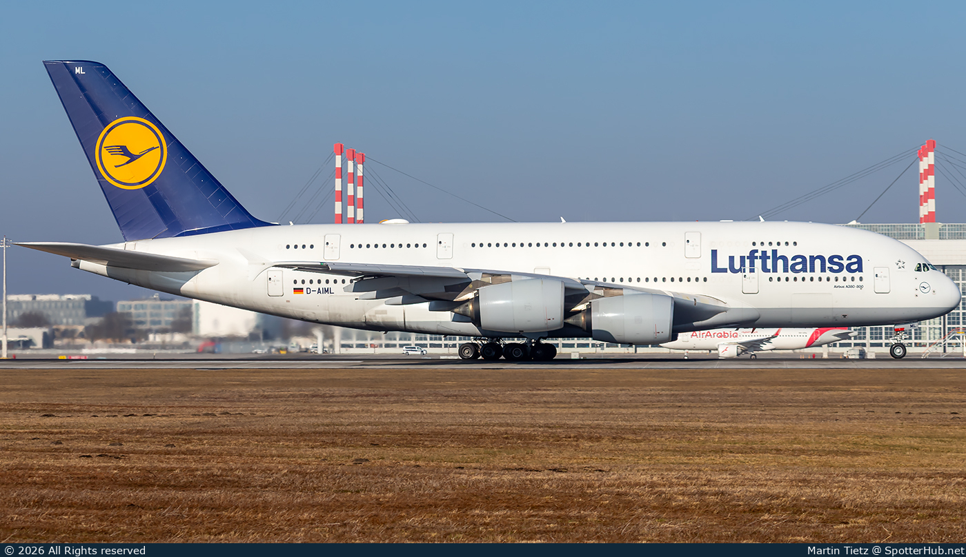 Photo of D-AIML - Airbus A380-841 operated by Lufthansa