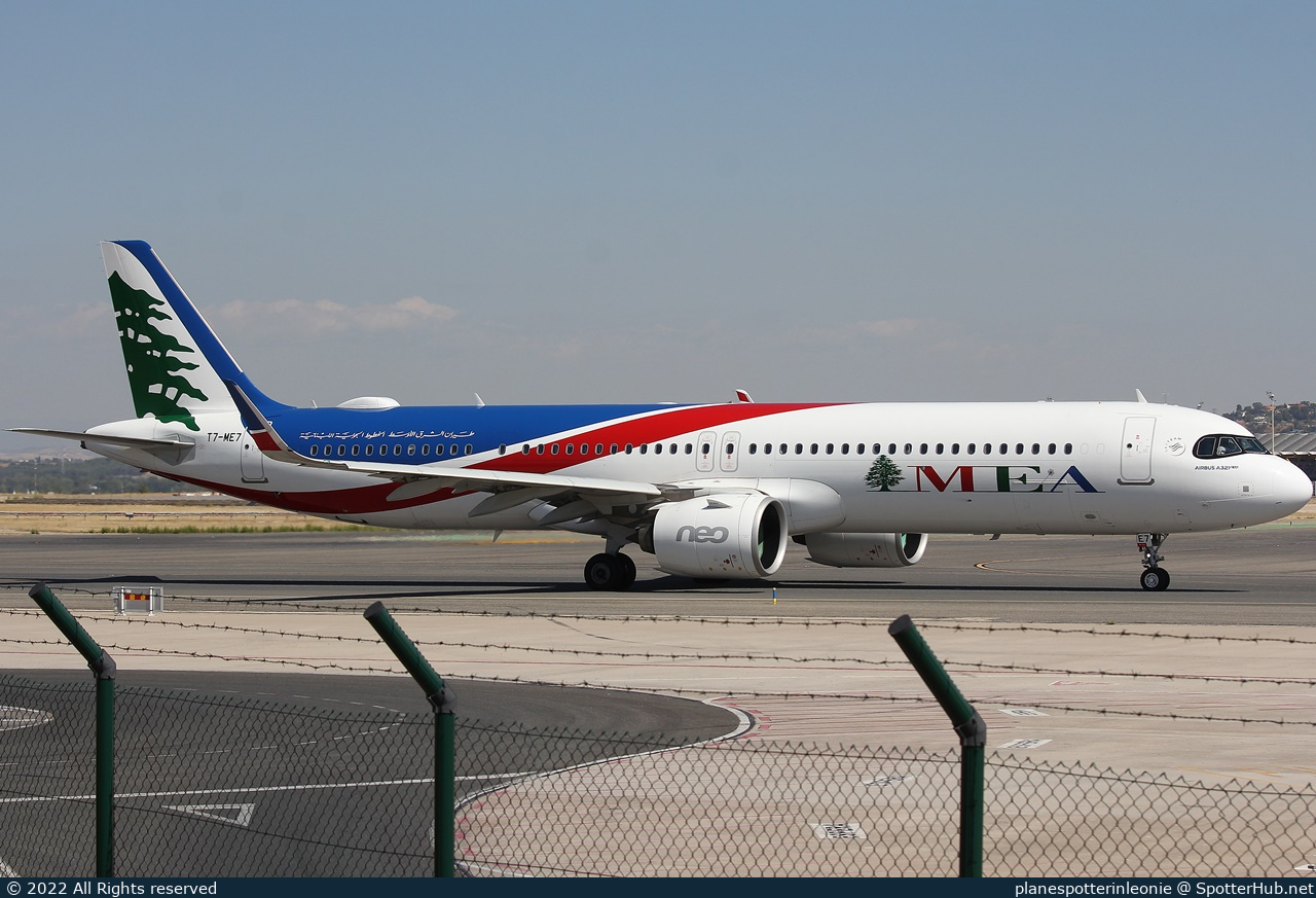Photo of T7-ME7 - Airbus A321-271NX operated by MEA Middle East Airlines