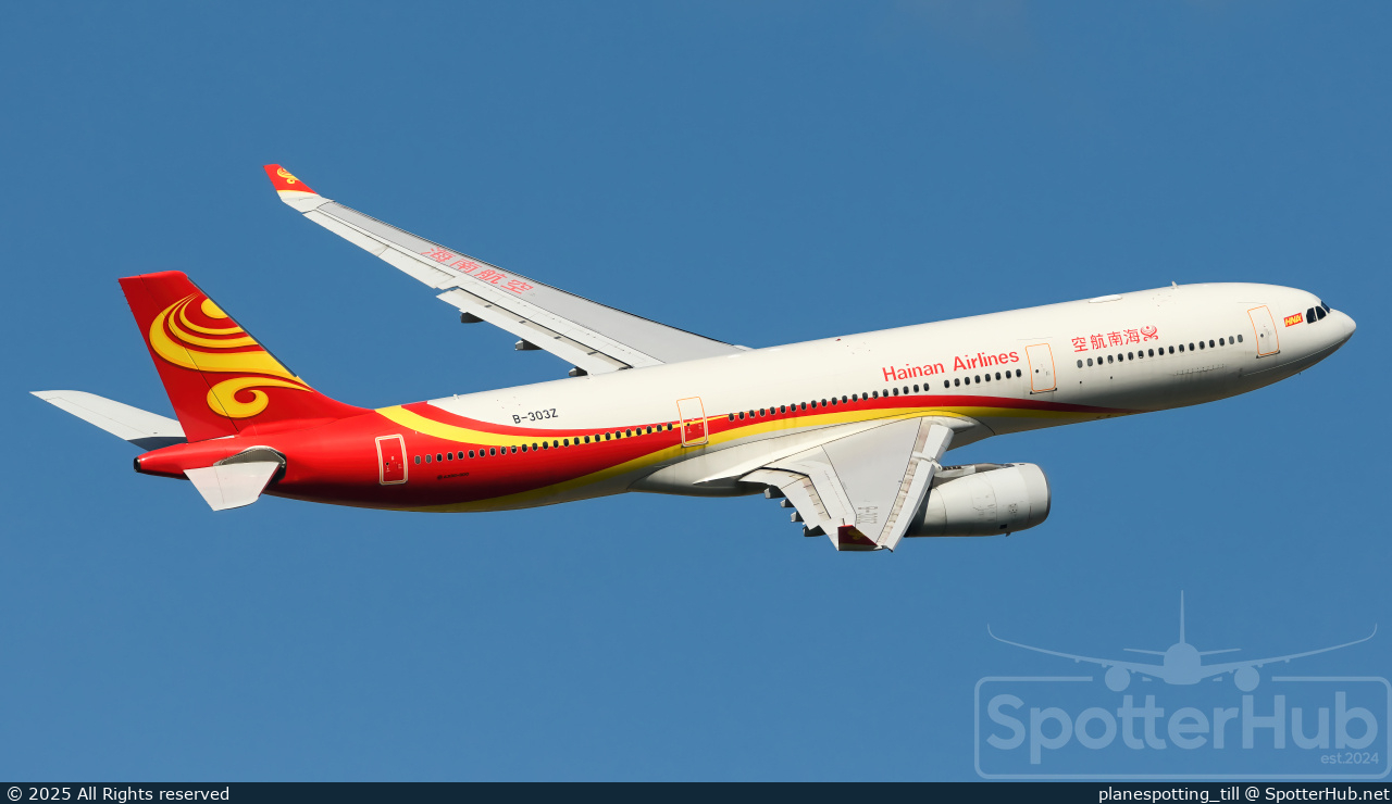 Photo of B-303Z - Airbus A330-343 operated by Hainan Airlines