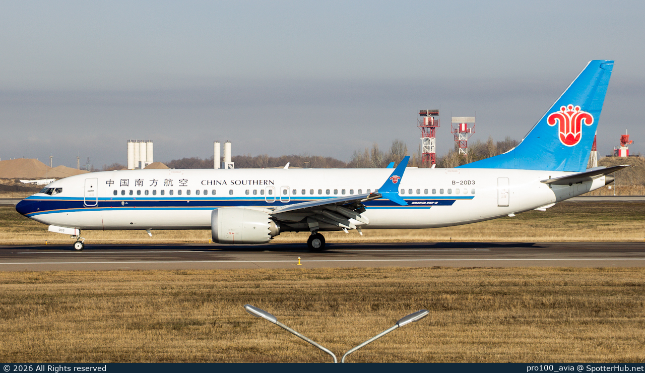 Photo of B-20D3 - Boeing 737 MAX 8 operated by China Southern Airlines
