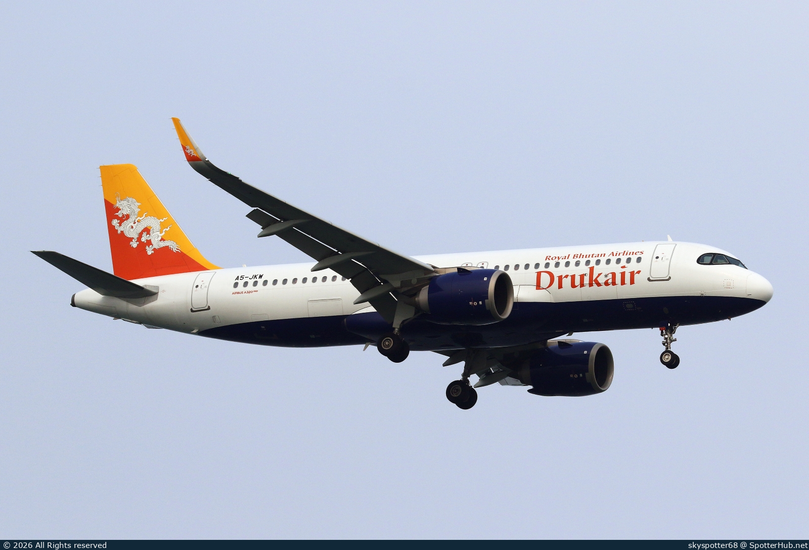 Photo of A5-JKW - Airbus A320-251N operated by Drukair — Royal Bhutan Airlines