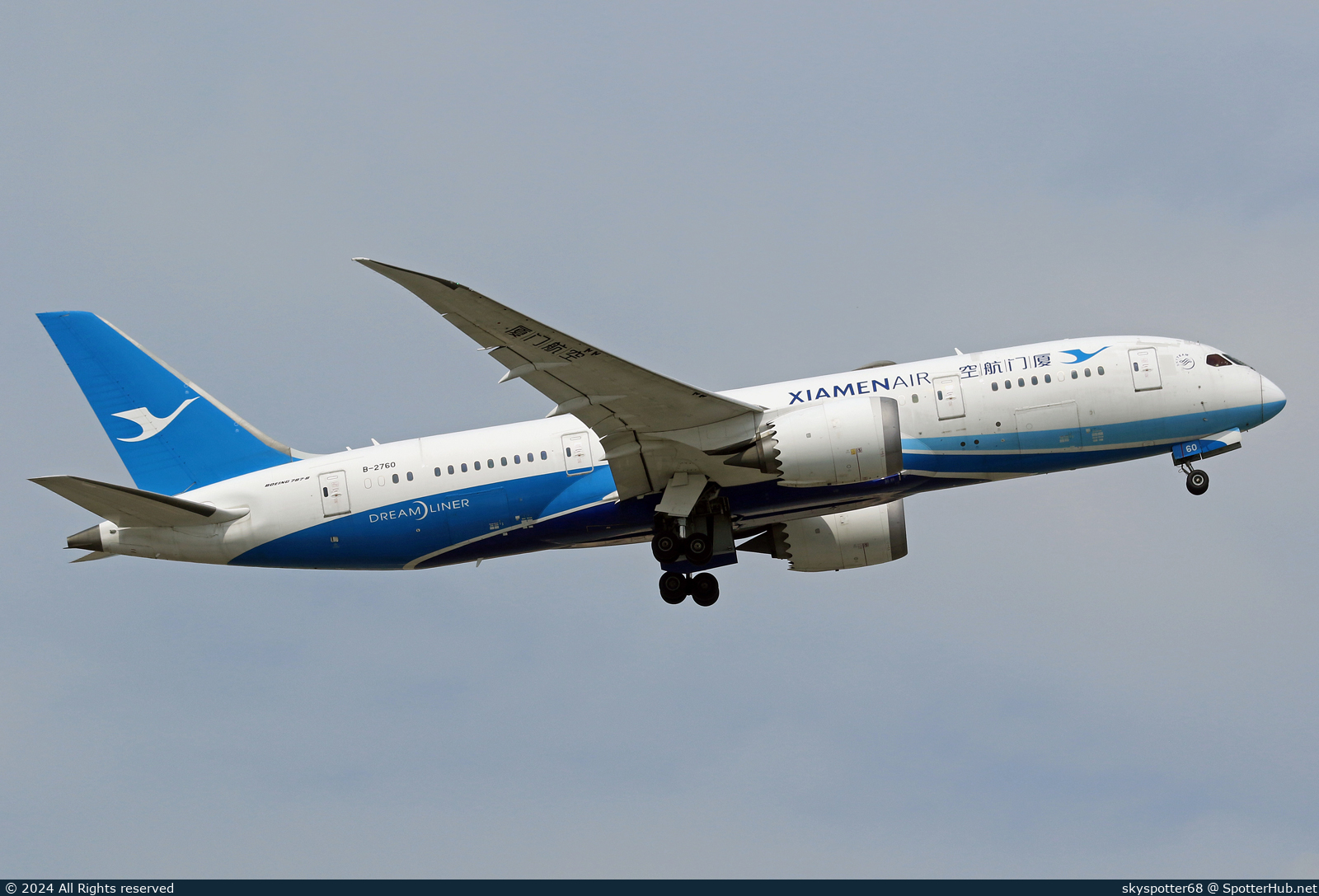 Photo of B-2760 - Boeing 787-8 Dreamliner operated by Xiamen Airlines