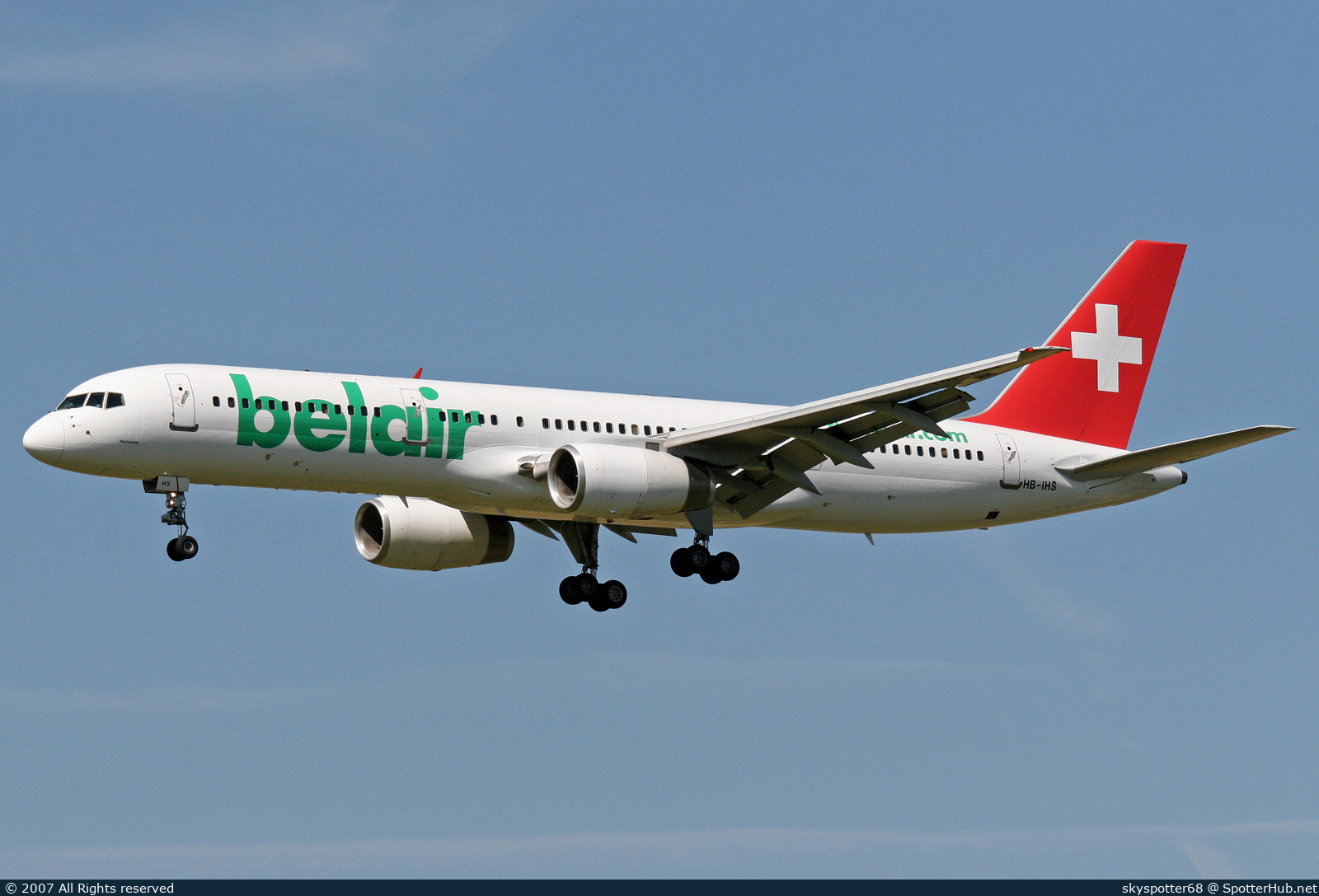 Photo of HB-IHS - Boeing 757-2G5 operated by Belair Airlines