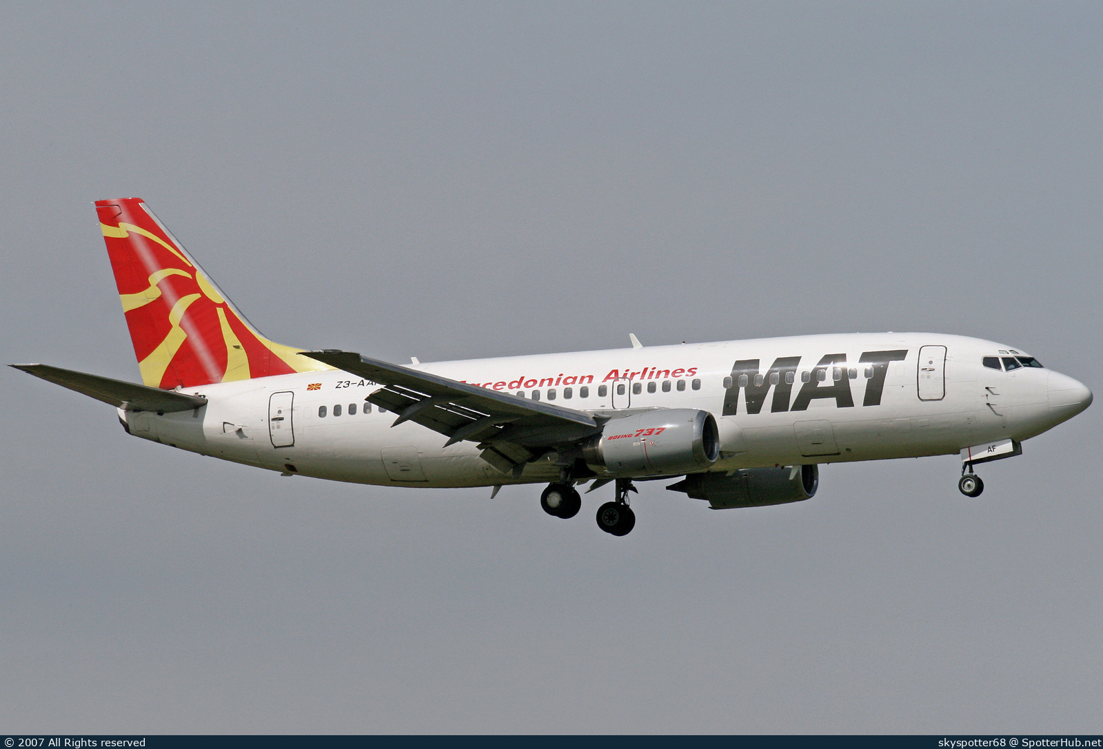 Photo of Z3-AAF - Boeing 737-3B7 operated by MAT Macedonian Airlines