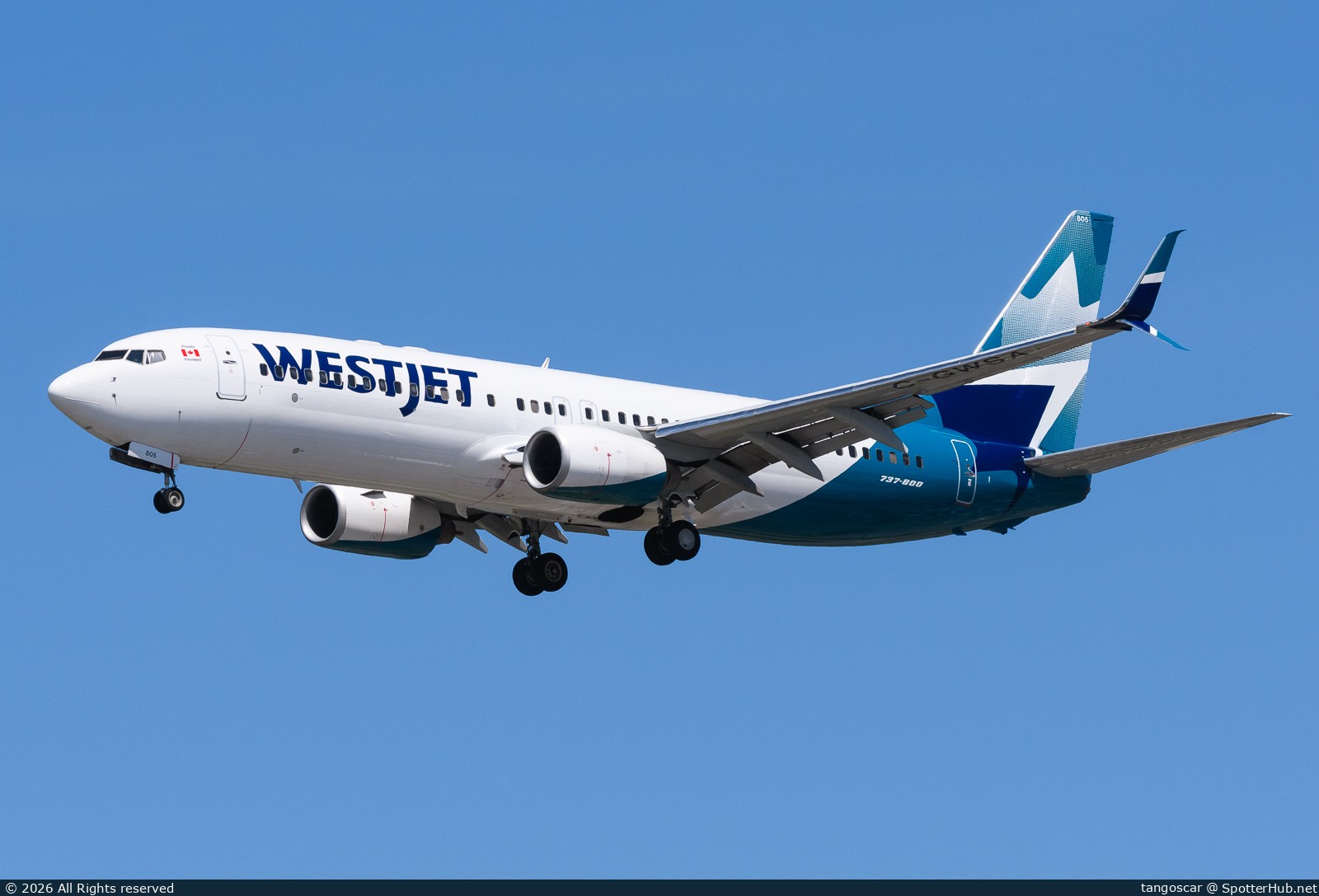 Photo of C-GWSA - Boeing 737-8CT operated by WestJet Airlines