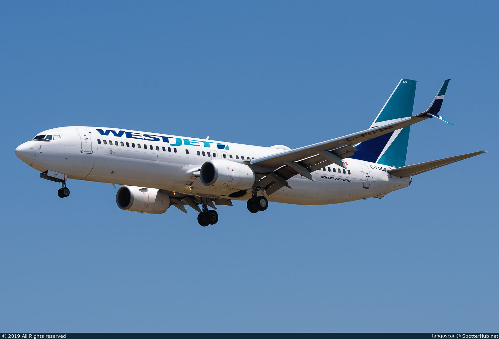 Photo of C-FUSM - Boeing 737-8CT operated by WestJet Airlines