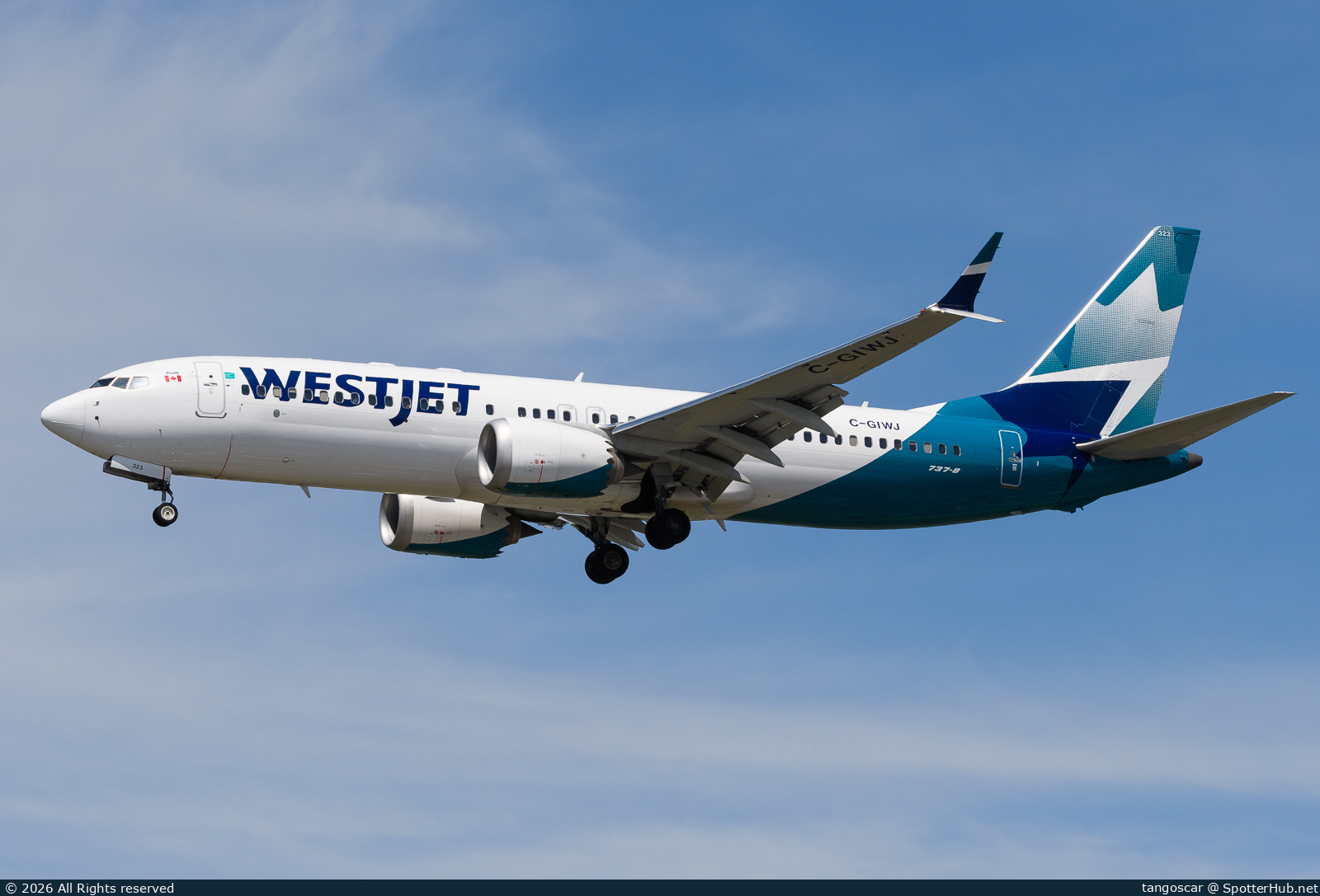 Photo of C-GIWJ - Boeing 737 MAX 8 operated by WestJet Airlines